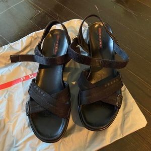 Prada Black Strap Sandals